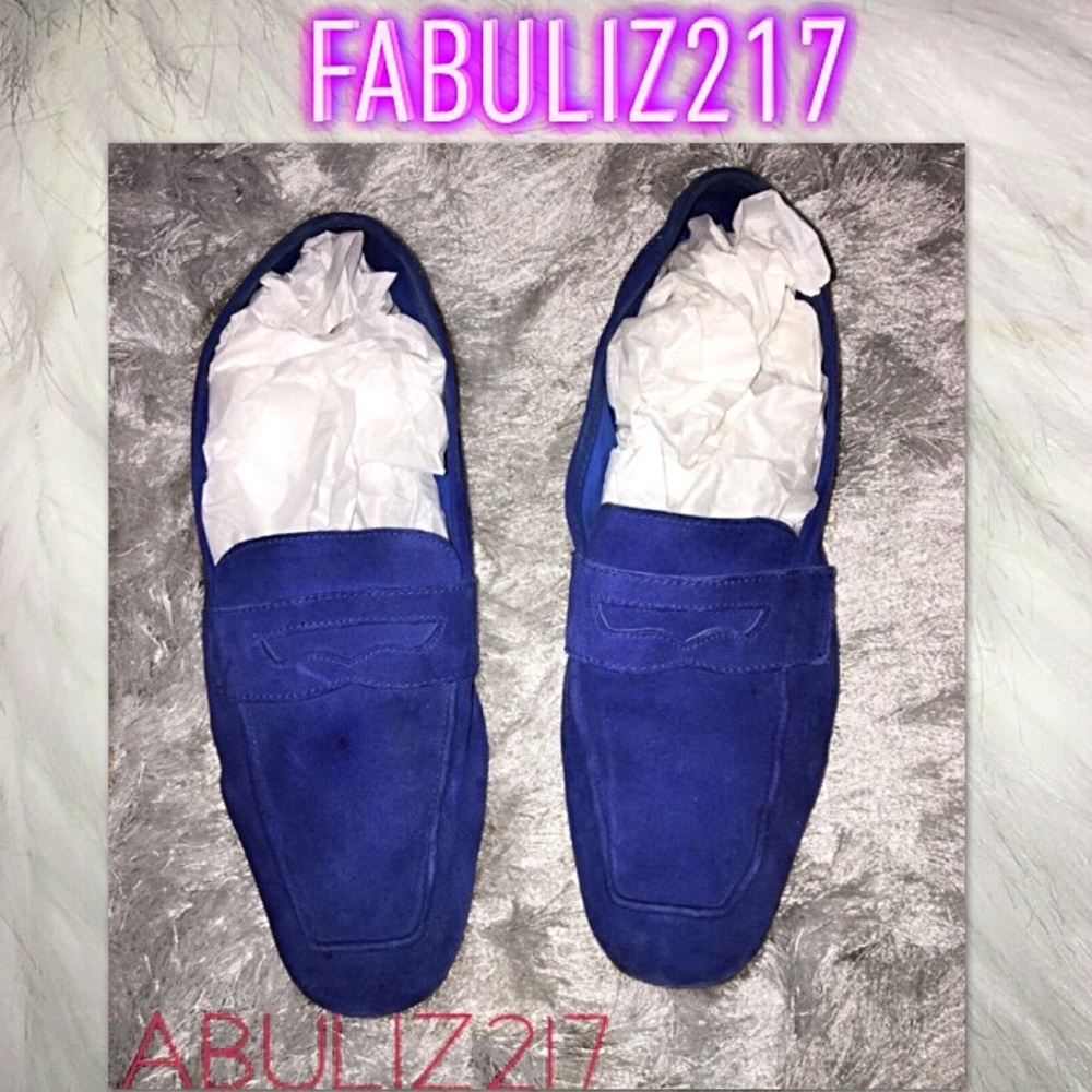 Ivanka Trump cobalt blue leather loafers size 8m